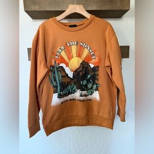 Small shop|Boho burnt Orange Graphic Sweatshirt with desert print:travel more•••